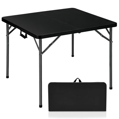 34" Square Folding Card Table, Fold in Half Heavy Duty Portable Table with Removable Legs and Carrying Handle, White