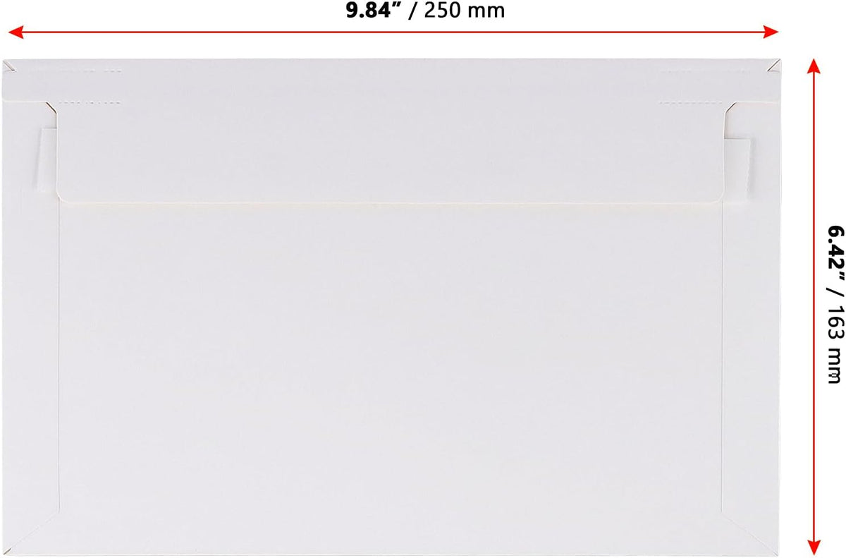 200 Pack 9.8x 6.5 Inch Rigid Mailers, 250 gsm Self Seal White Cardboard Envelopes, Stay Flat Envelopes for Files