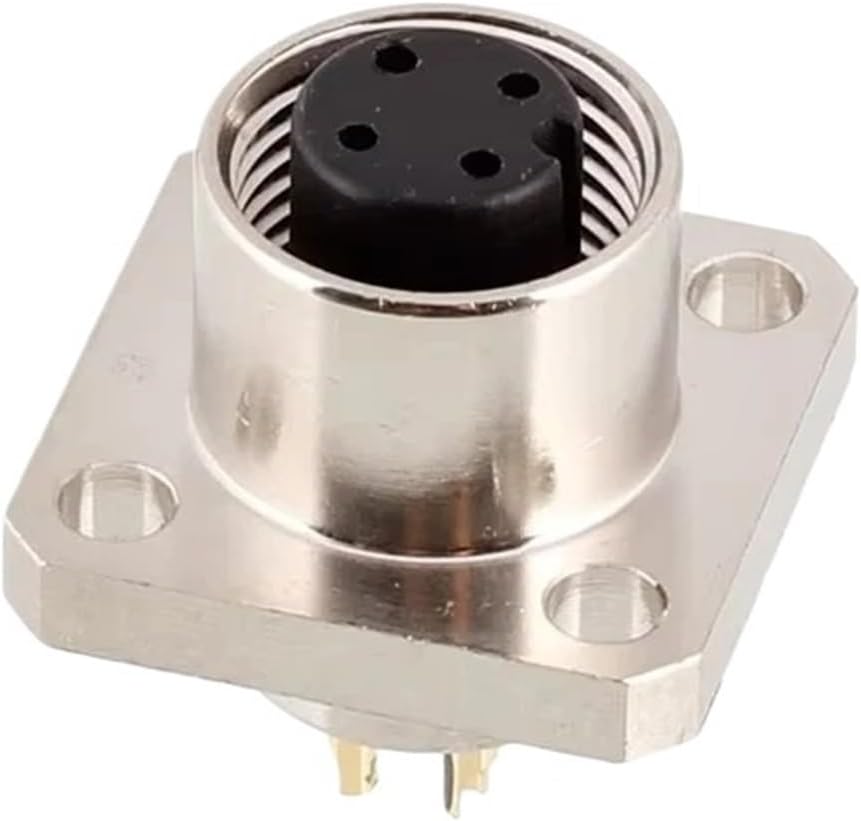 M12 Sensor Connector Solder Socket Panel Mount Waterproof 2 3 4 5 6 8 12 17pin M12 Square Socket Connector(Panel Mount_Male_100PCS+Above_4P-D Code)