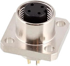 M12 Sensor Connector Solder Socket Panel Mount Waterproof 2 3 4 5 6 8 12 17pin M12 Square Socket Connector(Panel Mount_Male_100PCS+Above_4P-D Code)