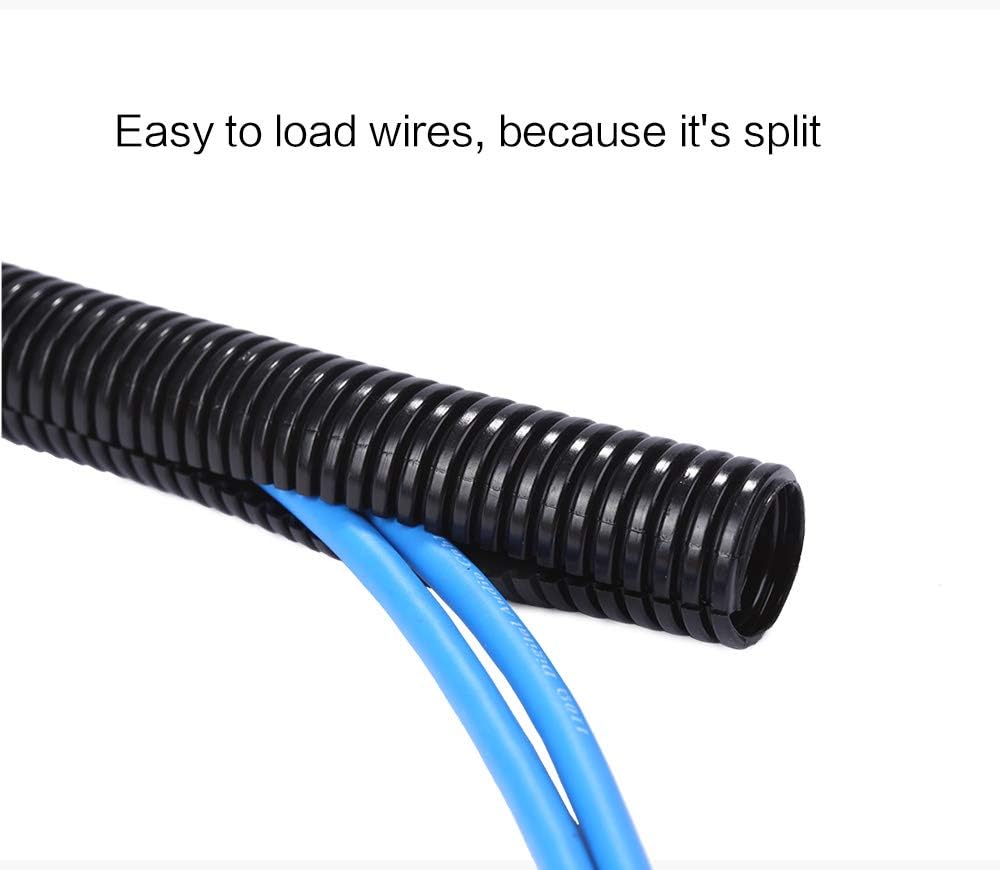 25ft - 1/4 inch Split Wire Loom Tubing - Black
