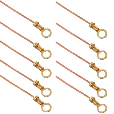 B&P Lamp Zinc Plated Ground Lug, Slips 8-32, 9 Inch Long Copper Ground Wire, Pack of 10