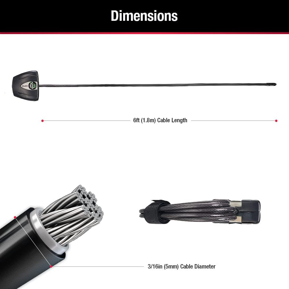 Black Python Bike Lock with Key, Adjustable Metal Cable Lock has a Weather Resistant Vinyl Coating for Outdoor