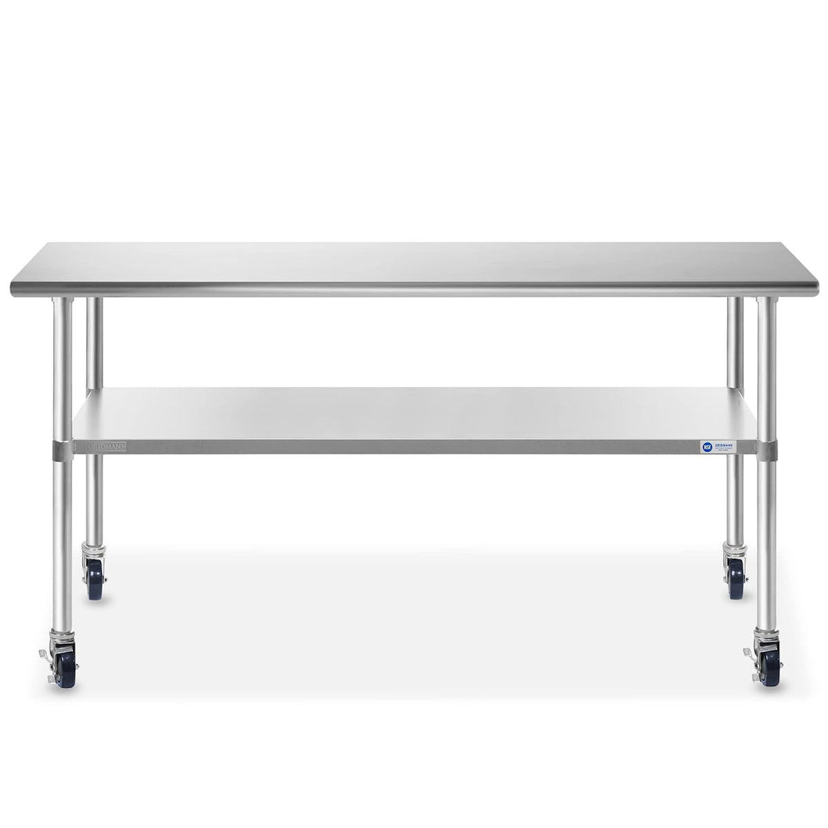 NSF Stainless Steel Work & Prep Table 60 x 30 Inches with Caster Wheels and Under Shelf for Restaurant, Home, Hotel