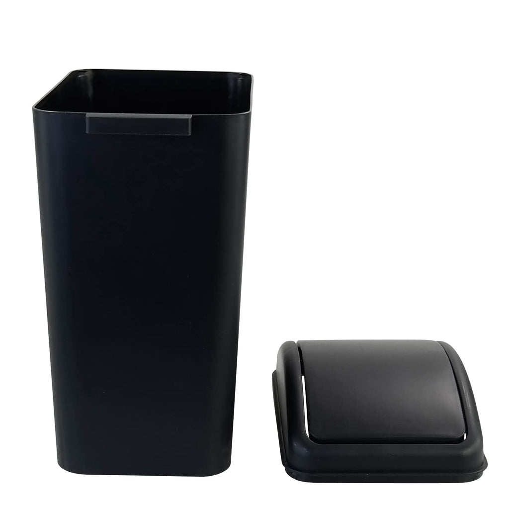 4.5 Gallon Plastic Swing-Top Trash Can, Garbage Can with Lid, Black