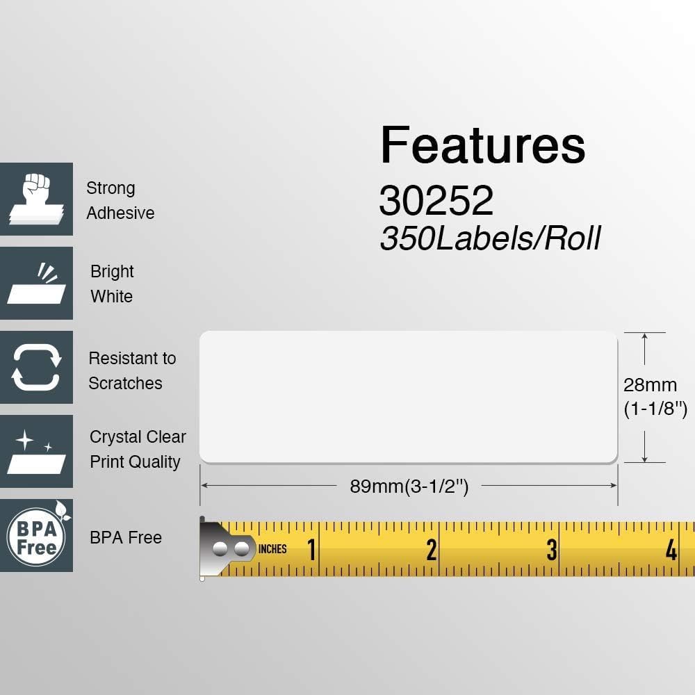 Replace for DYMO 30252 (1-1/8" x 3-1/2") Address Labels[10 Rolls]