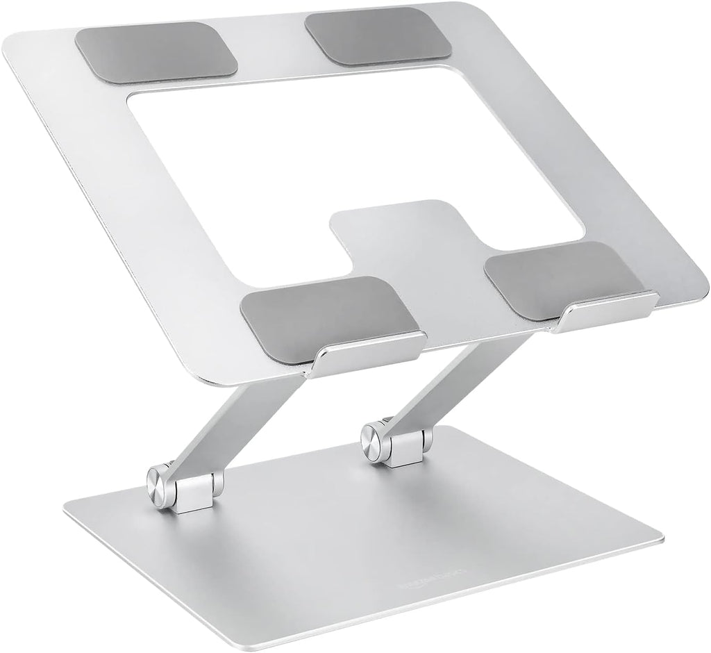 Sturdy and Portable Ergonomic Laptop Stand for Desk, Height Adjustable Riser with Ventilated Cooling, Foldable, Fits