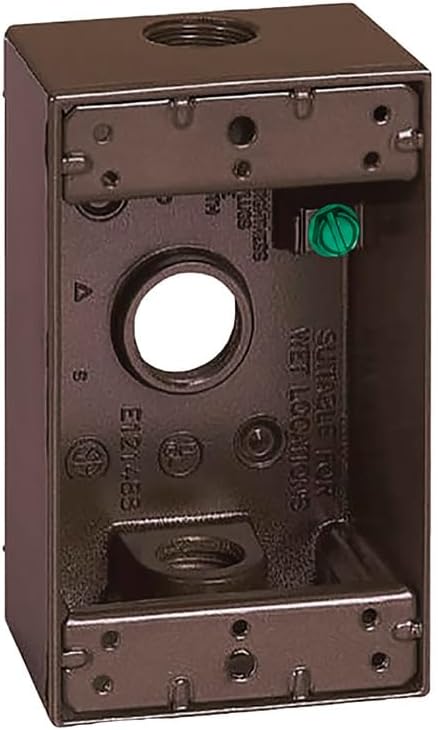 Sigma Engineered Solutions 14250BR Weatherproof 1/2" 3 Hole 1-Gang Box, BR