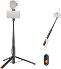 57.9" Selfie Stick Tripod Compatible with iPhone Samsung Android, Metal Portable Lightweight Travel Cell Phone Stand