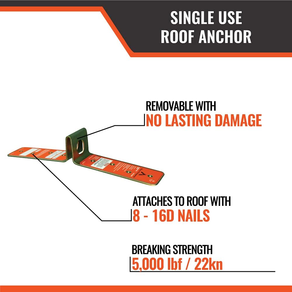 Single Use Disposable Roof Anchor, Lightweight, OSHA Compliant, Easy to Install (1 Pack)