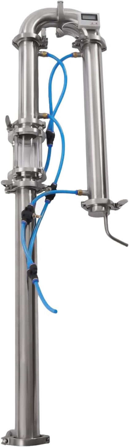 Distilling Equipment, New Tubular Distillation Tower With Sight Glass Copper Mesh 2" Stainless Still Moonshine Reflux