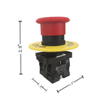 22mm 2 NC Red Mushroom Emergency Stop Push Button Switch AC 600V 10A(1PCS)