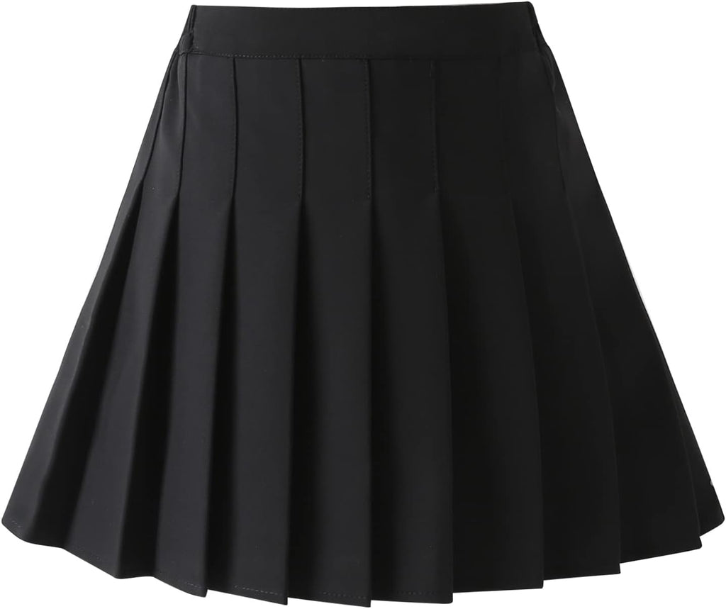 Girls Pleated Skirt with Shorts – Plaid Tennis Skorts & Solid School Uniform Skirts for Toddler/Big Kids (2T-14Y)