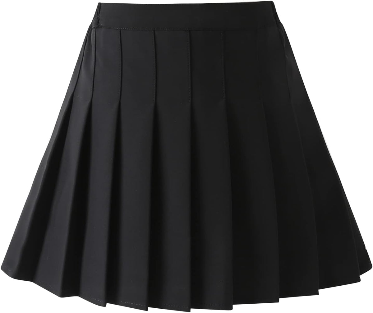 Girls Pleated Skirt with Shorts – Plaid Tennis Skorts & Solid School Uniform Skirts for Toddler/Big Kids (2T-14Y)
