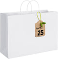 Gift Paper Bags with Handles White X-Large 16x6x12 Inch 25 Pack Bulk
