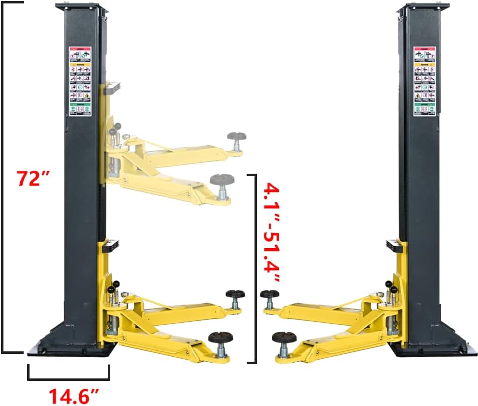 2 Post Car Lift 7000lbs, 8000lbs Tested Heavy Duty Hydraulic Auto Vehicle Truck Lift with 2+3 Adjustable Arm Design