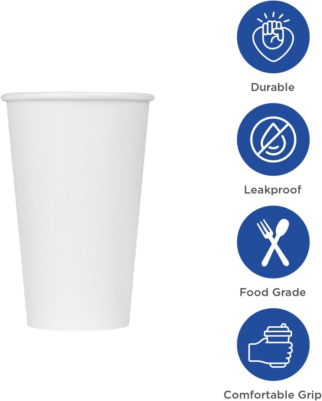 12 oz Paper Coffee Cup [1,000 ct] White Disposable Cup for Hot/ Cold Drinks and Beverages | 3.54" Diameter (C-K512W)