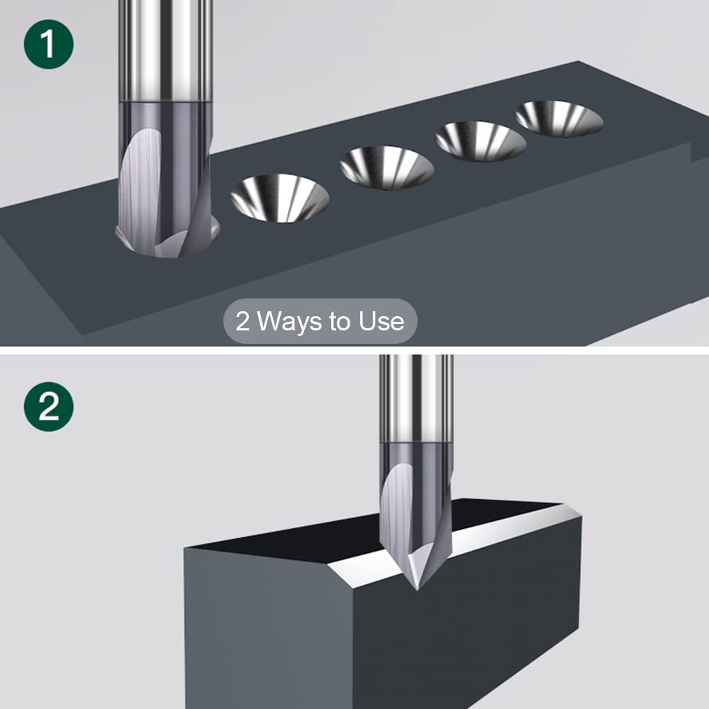 4Pcs Carbide Chamfer End Mill V Groove Router Bit 60 Degree and 90 Degree