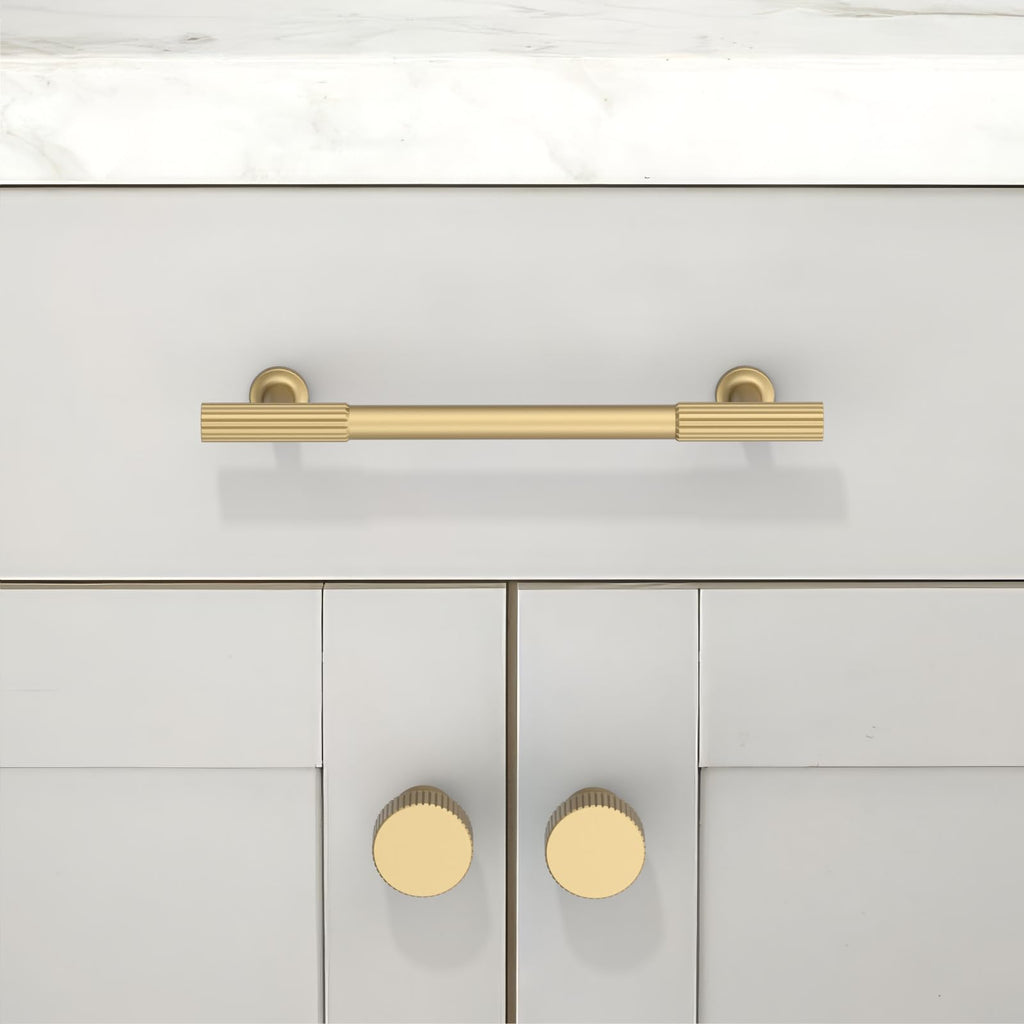 10 Pack Brushed Gold Cabinet Knobs 1-1/10 Inch(28mm) Single Hole Cabinet Pulls Round Kitchen Cabinet Knobs Drawer Knobs