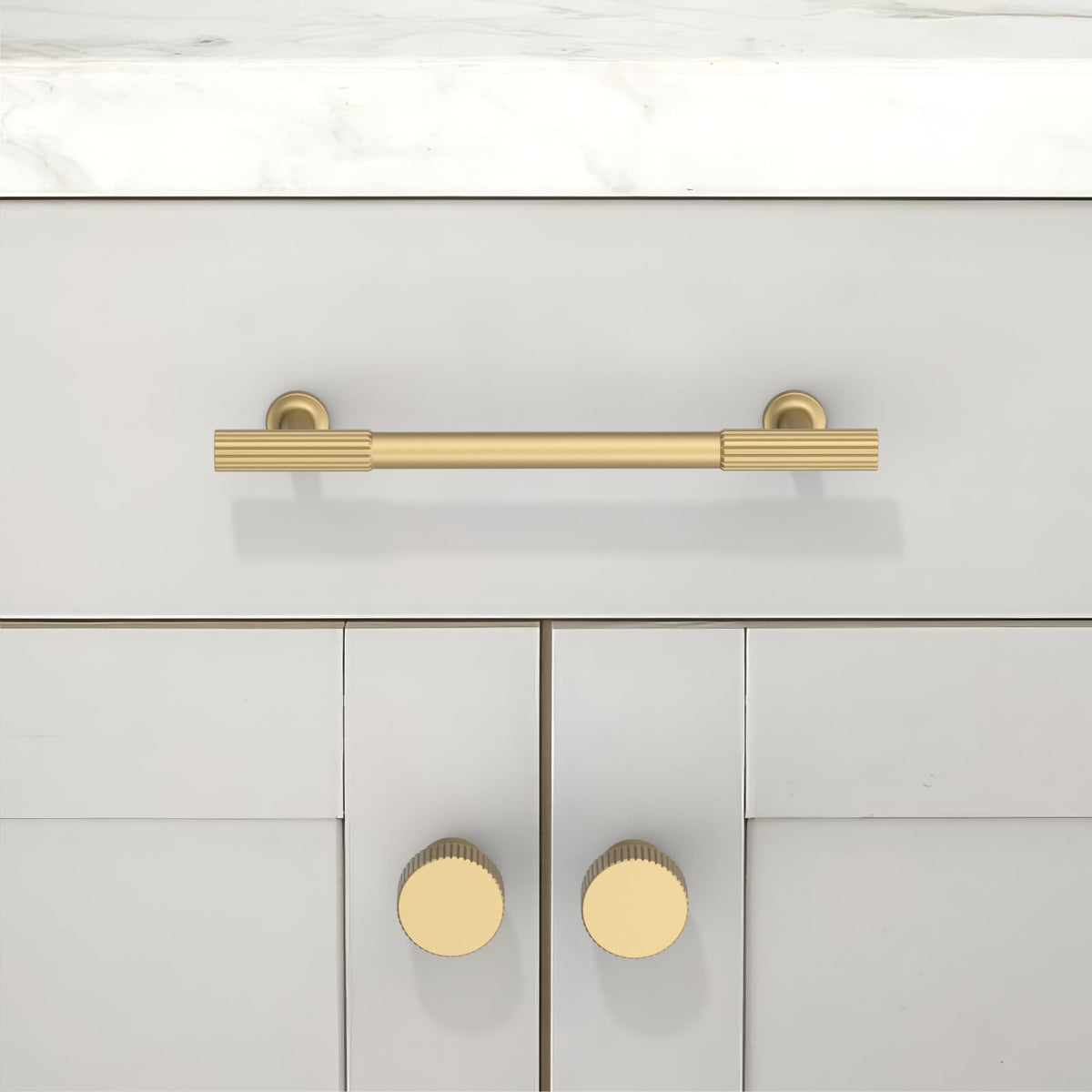 10 Pack Brushed Gold Cabinet Knobs 1-1/10 Inch(28mm) Single Hole Cabinet Pulls Round Kitchen Cabinet Knobs Drawer Knobs