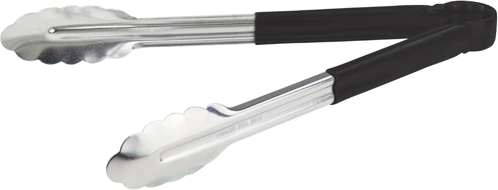 12" Black Plastic Serving Tongs