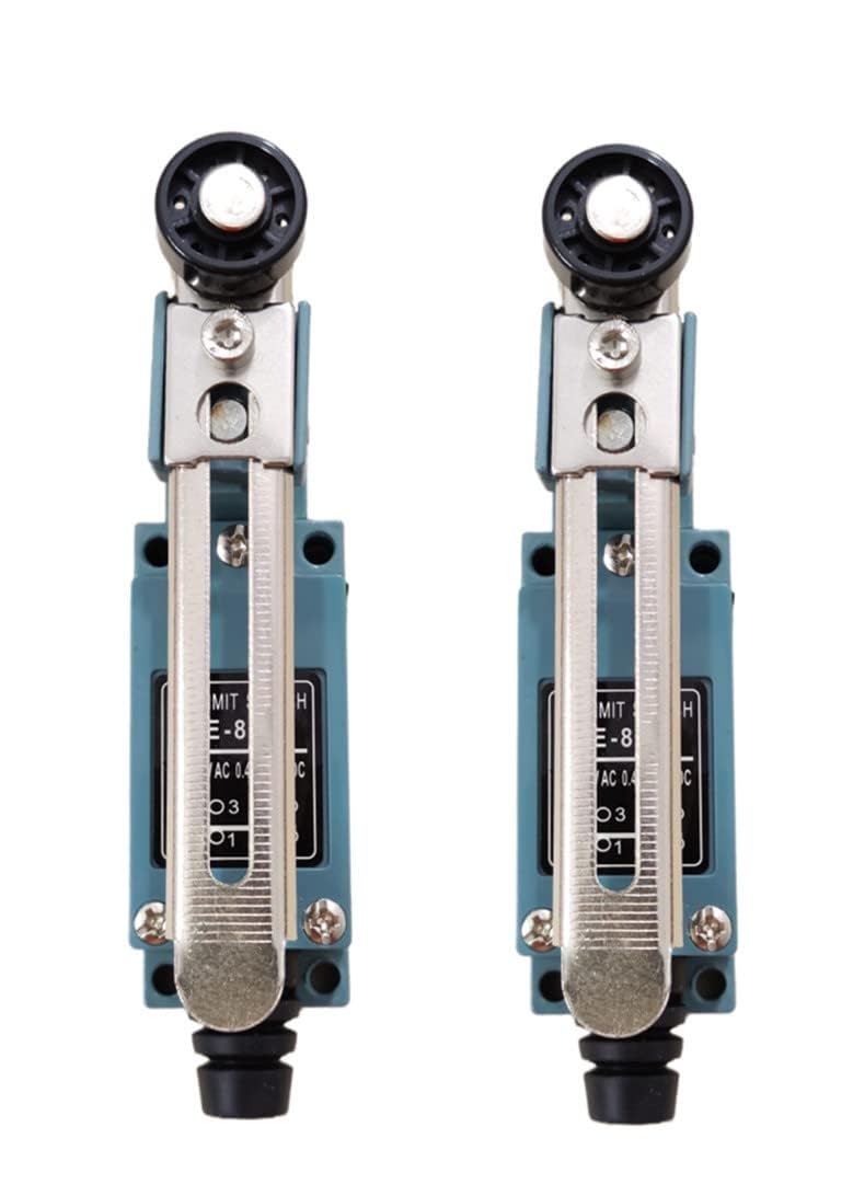 Szliyands Silver Contact Limit Switch，ME-8108 Adjustable Roller Lever Arm Momentary Limit Switch 1NC+1NO 2Pcs
