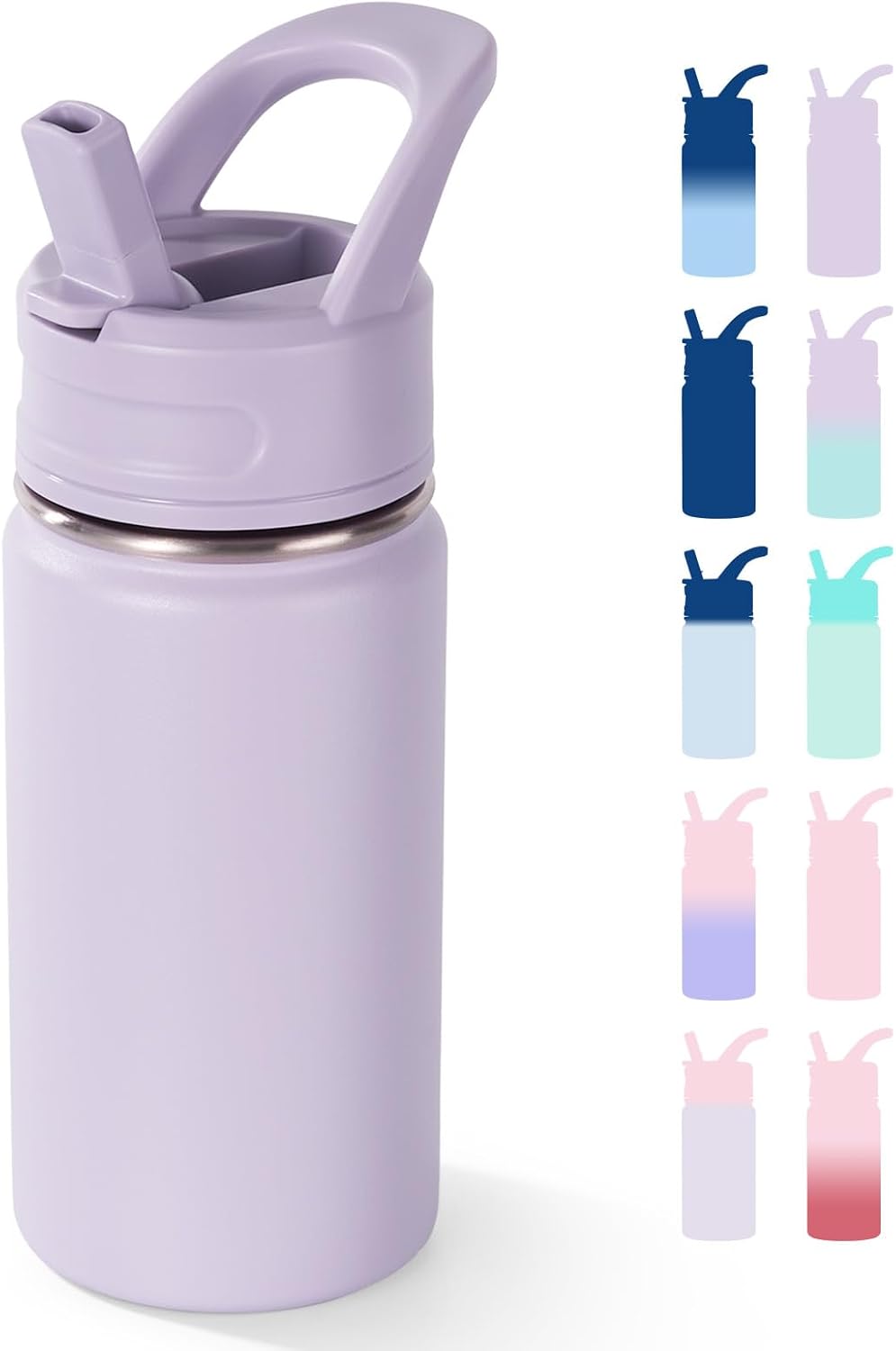 12oz Kids Water Bottle for School, Toddler Bottles with Straws, Stainless Steel Vacuum Insulated Water Bottle for