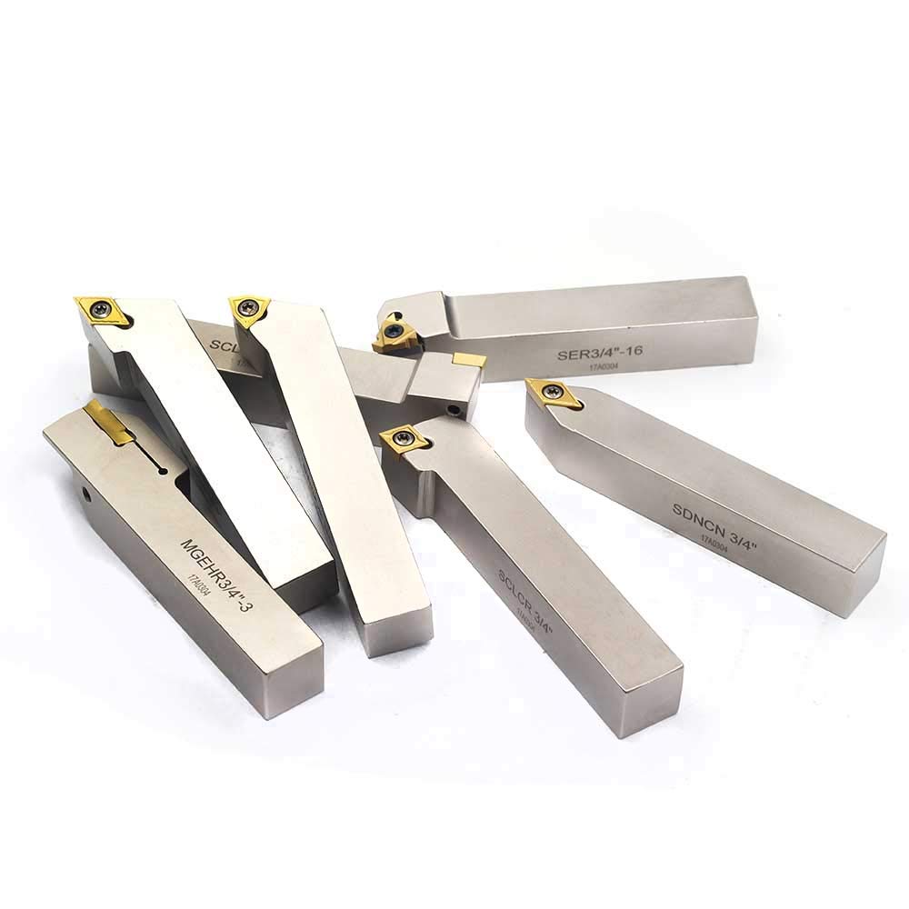 OSCARBIDE 3/4" Shank Nickel Plated 7-Piece Indexable Lathe Tool Holder Set