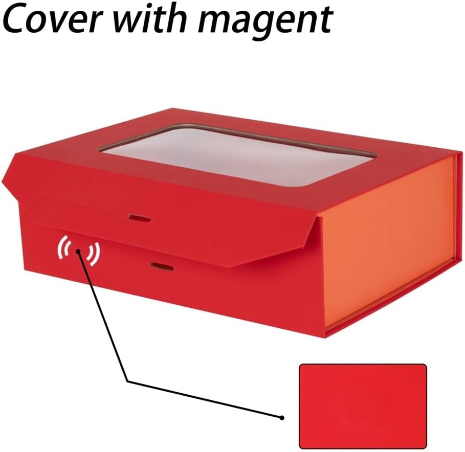 Red Large Gift Box with Magnetic Lids 13.2x11x5.3 Inches 5 Pack
