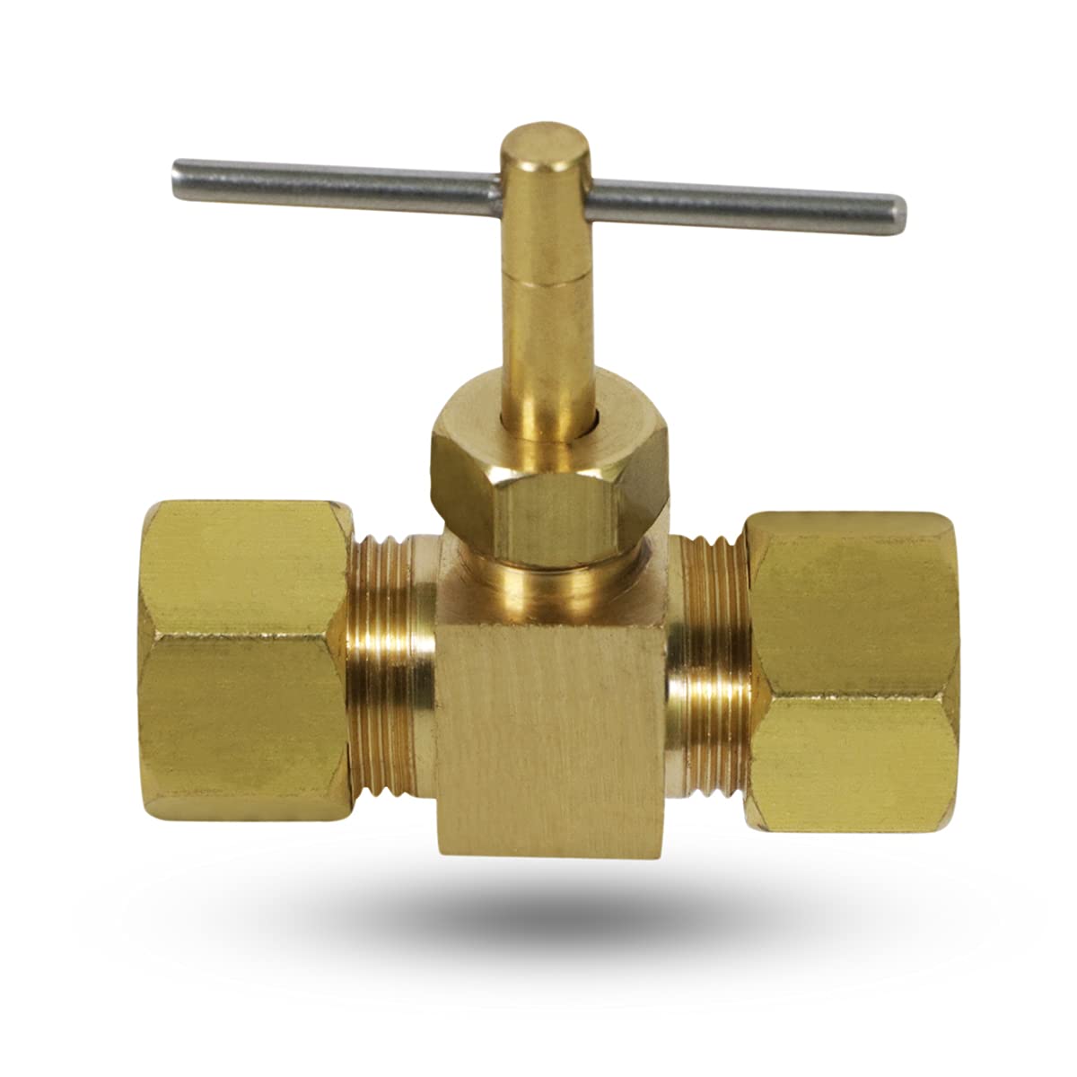 1/4 Inch Compression Straight Needle Valve, Brass Lead-Free