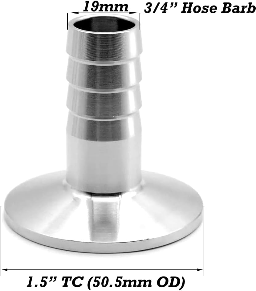 Beduan 1.5 Tri Clamp to 3/4 Barb Fitting Stainless Sanitary Home Brew