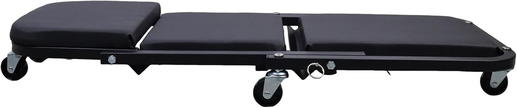 2-in-1 Mechanic Creeper and Stool, 300 lbs Capacity, Heavy-Duty Steel Frame, 360° Swivel Casters, Padded Cushions