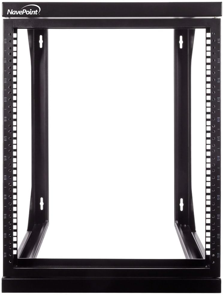NavePoint 12U Server Rack with Swing Gate - Wall Mount Rack for 19 Inch IT Equipment Open Frame Rack – Network Rack Wall Mount for AV & Server Equipment 18” Deep Rack, Black