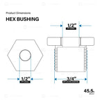 Supply Giant CNCV0565 3/4" x 1/2" Black Malleable Iron Bushing Fitting with Hexagonal Head