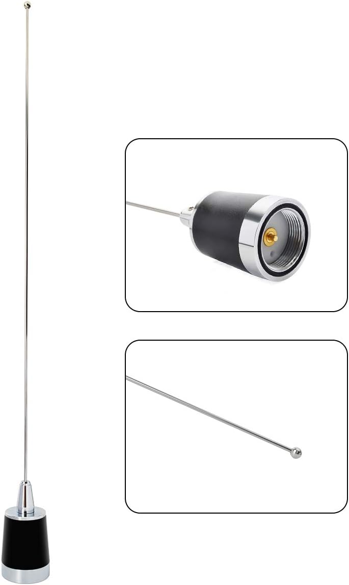 Dual Band NMO Antenna, 21Inches 144/430Mhz VHF UHF Whip Antenna with NMO Magnetic Mount Magnet Base 5meter(16.4ft)