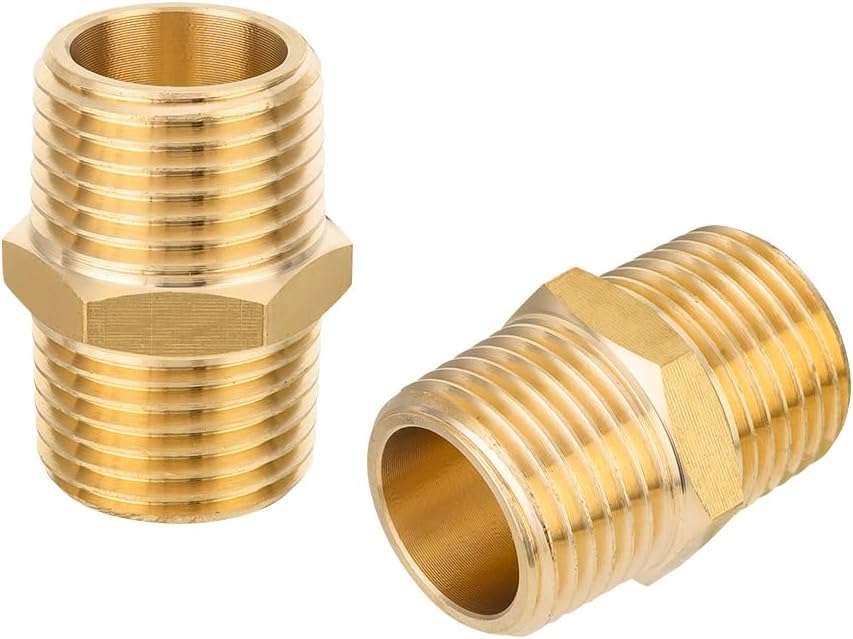 5Pcs EFIELD Hex Nipple 1/2"x 1/2"NPT Male Brass Pipe Fitting(NPT013-5)