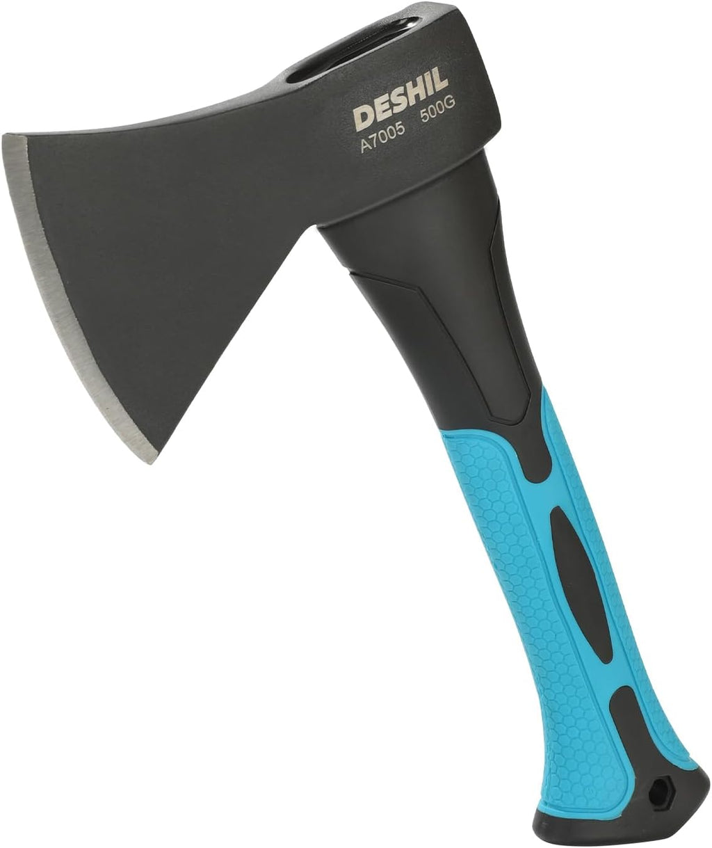 10 inch Outdoor Hatchet Axe Mini Camping Axe with Sheath-Blue | Fiberglass Shock Reduction Handle with Anti-Slip Grip