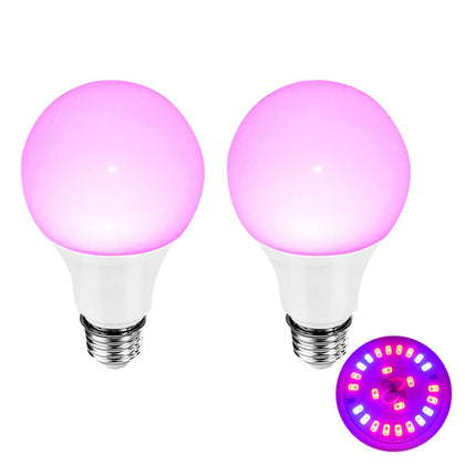 Grow Light Bulbs for Indoor Plants - Full Spectrum E26 A19 LED Lamp Bulb 12W - Balanced Spectrum 5000K with Red &