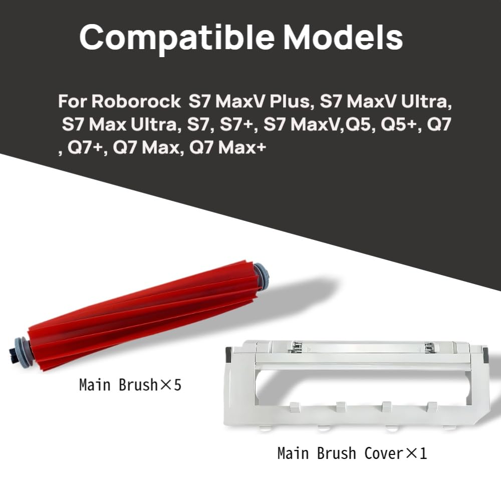 Main Brushes & Main Brush Cover Compatible with Roborock Robot Vacuums