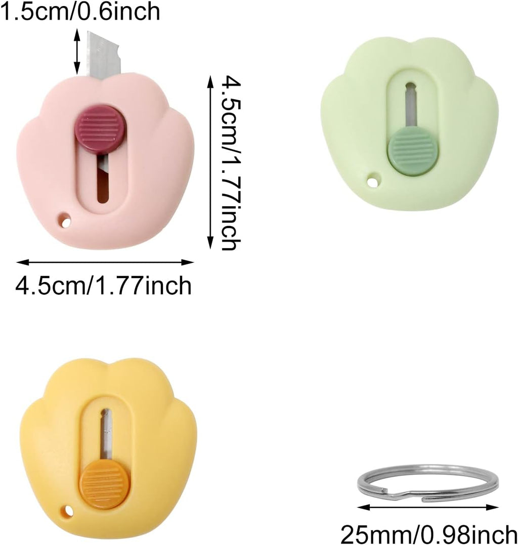 6PCS Creative Cute Cat Paw Mini Utility Knives Portable Art Knife Retractable Envelope Knife Letter Opener Carton