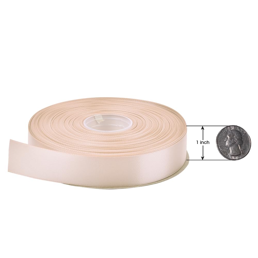 Vanilla Double Faced Satin Ribbon, 1 Inch Continuous 50 Yards