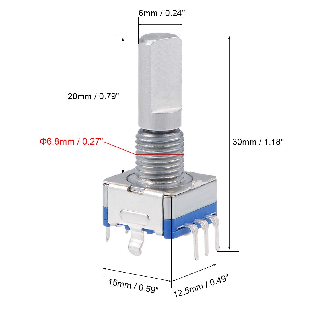 uxcell 360 Degree Rotary Encoder Code Switch Digital Potentiometer EC11 5 Pins 20mm D-Shaft 2pcs