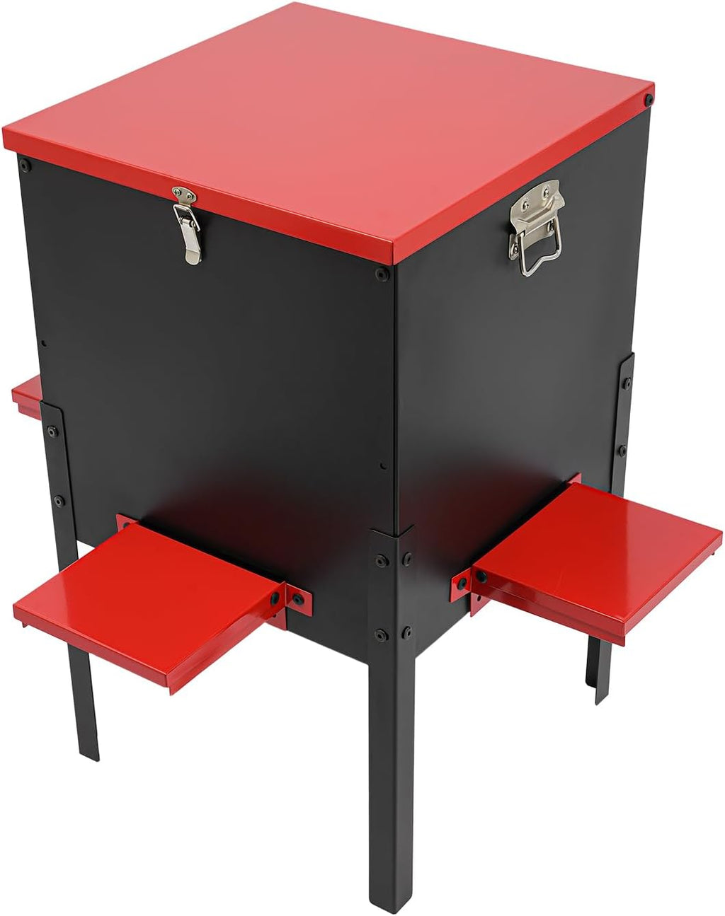 Deer Feeder with 4 Feeding Trays, 100 LBS Gravity Deer Feeder/Red