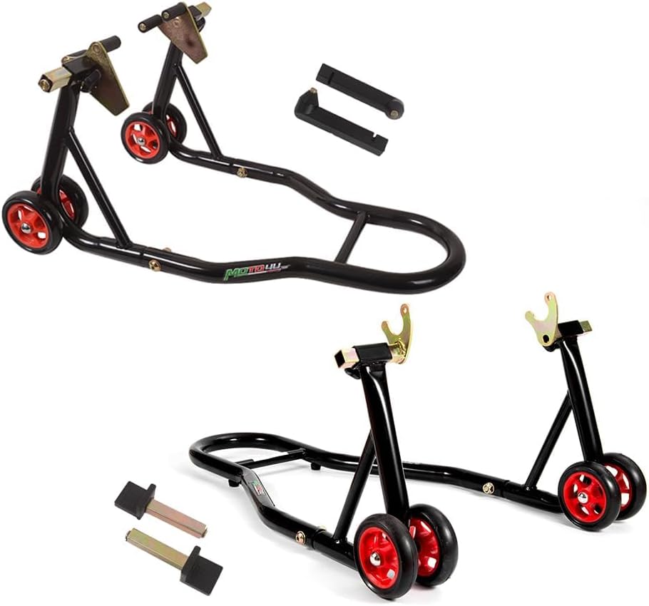 Motorcycle Front & Rear Stand, Front Rear Combo Stand Universal Wheel Lift Stand Swingarm Spool Lift Stand Paddock