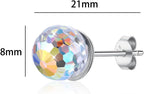 Crystal Earrings for Women 8MM Disco Ball Earrings Iridescent Earrings | austrian crystal earrings disco ball