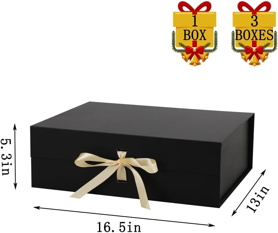 Black Extra Large Gift Box 16.5x13x5.3 In Extra Large Gift Boxes with Lids