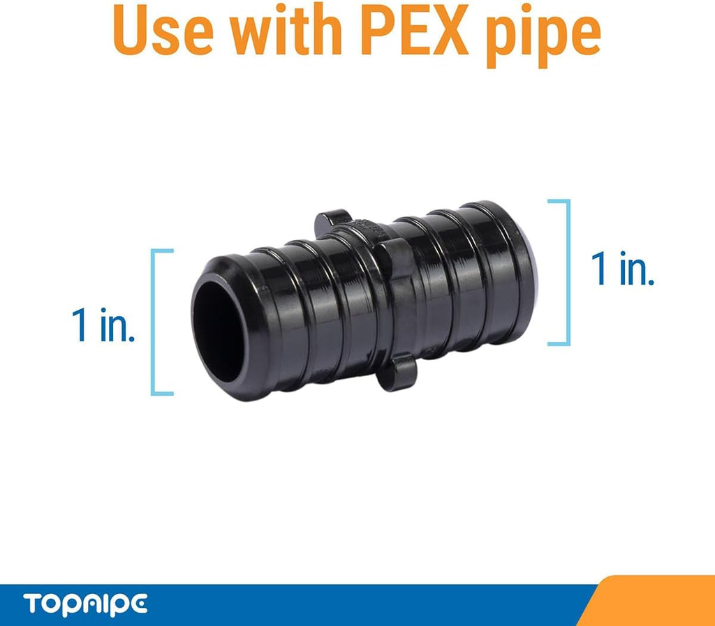 (Pack of 5) Topaipe 1 Inch PEX Poly Crimp Coupling