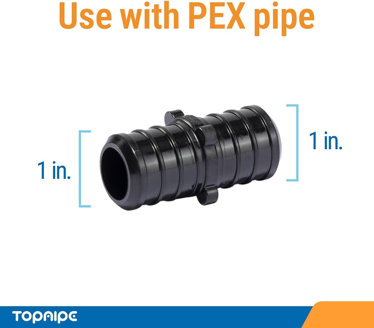 (Pack of 5) Topaipe 1 Inch PEX Poly Crimp Coupling