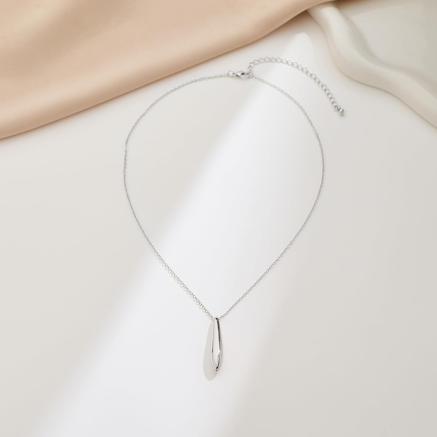 Gold Silver Pendant Necklace Women Dainty Cute Jewelry Long Tear Simple Necklaces