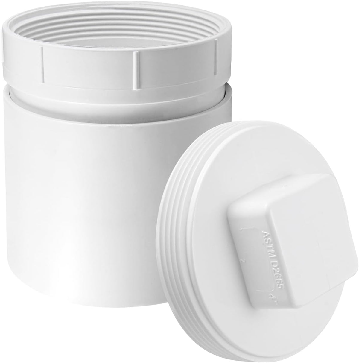 4-Inch PVC Sewer Cleanout Adapter, Hub Connection for Drain Pipe